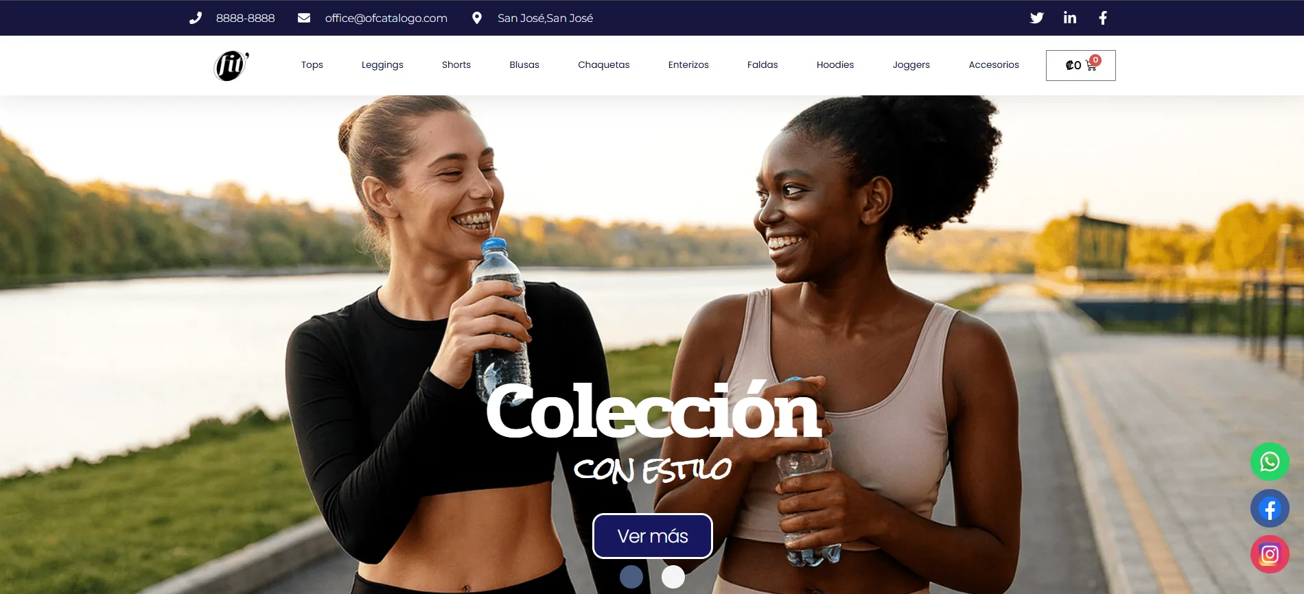 Tienda OF Catálogo con categorías de ropa, carrito y fotografía de colección